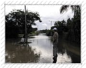 route inondée, Île de la Désirade (Guadeloupe)