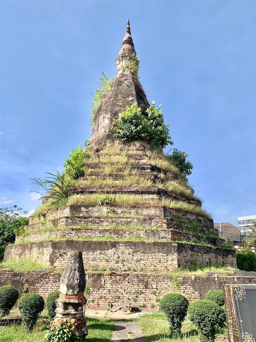 statue envahie par les herbes